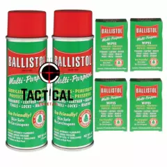 Ballistol Multi-Purpose Wipes (40 wipes), 2 Cans of 6 oz Spray Gun Cleaning