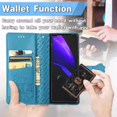 For samsung galaxy z fold 3/4/5/6 Cute PU Leather Flip Phone Case Kickstand NEW