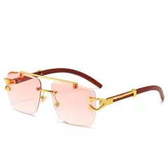 Oversized Pilot Sunglasses Mens Women Luxury Gold Rimless Hip Hop Shades Glasses