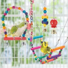 Colorful Bird Parakeet Toys - Swing, Chew, Climb for Budgerigar & More