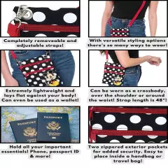 Disney Mickey Mouse Passport Bag Crossbody Purse Travel Black White