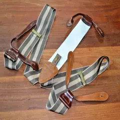 TRAFALGAR Green Tan Striped ADJUSTABLE SUSPENDERS BRACES