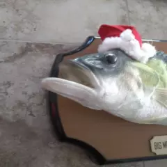 Vintage Gemmy Big Mouth Billy Bass Singing Fish Motion Activated Christmas Santa