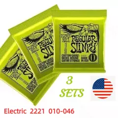 3 Pack 2221 Ernie Ball Regular Slinky 10-46 Electric Guitar Strings Replacement