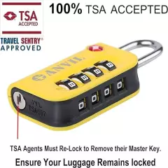 NEW ANVIL TSA Approved - 4 Digit Combination Padlocks - 2 pack