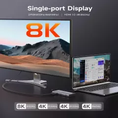 7 in 1 USB-C Docking Station with Dual HDMI 4K@60Hz & Single DisplayPort