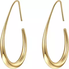 Lightweight Teardrop Hoop Earrings for Women - 14K Gold/White Gold Plated Large 