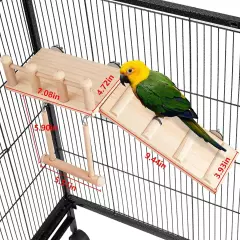 Bird Perches Platform Swing with Climbing Ladder, Parakeet Cage burlywood 