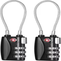 Luggage Locks, TSA Cable Travel Lock, Small Padlock for Gym, School, Suitcases, 