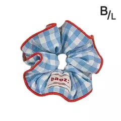 White and Blue Plaid Scrunchies -Elastic Hair Tie and Ponytail Holder for Women~