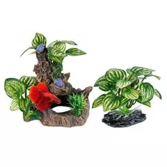  Betta Aquarium Cave Decorations & Fish Tank Artificial Silk Plants Medium-A1