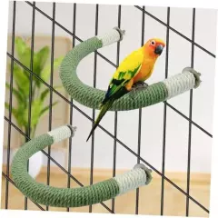 Bird Perches Wooden Bird Rope Perch Stand Toys U Shapes Parrot Medium 2 Pack