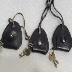 Lot of (3) Vintage Tumi Brass Luggage Travel Bag Lock, Keys & Leather Keeper