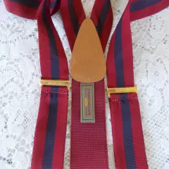 TRAFALGAR SUSPENDERS SILK MAROON AND BLUE CENTER STRIPE