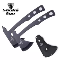 Snake Eye Tactical Compact Tomahawk Full Tang Camping Axe Black 2PC Set