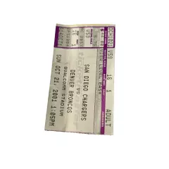 10/21/01 CHARGERS/BRONCOS FOOTBALL TICKET STUB Doug Flutie 2 TD's Griese 1 TD #1