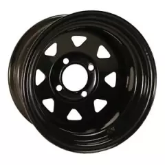 Set of 4 Golf Cart 12x7 Spoked Black Glossy Wheel with Stem (2:5 Offset)