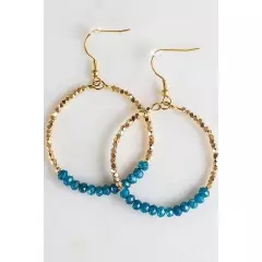 Blue Apatite Sparkly Gold Hoop Earrings dangle party earrings vacation jewelry