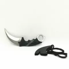 7.5" Karambit Knife Tactical SelfDefense Survival Camp Fixed Blade+Sheath Silver