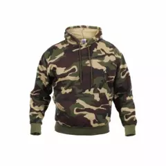 Woodland Camo Fleece Hoodie Pullover Camouflage Sweatshirt Kangaroo Style 