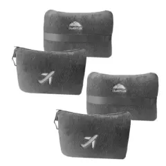  2 Pack Blanket Pillow in Mini Soft Case Premium Plush Travel Gray-2PK-M21