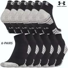 UA Socks: 6-PAIR HeatGear Tech Lo-cut (L) Black