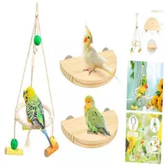 Bird Perch Stand Parrot Rope Swing Hanging Toy,Circle Ring Parakeet Perch H01