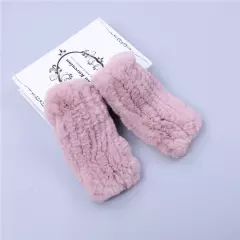 Real Rex Rabbit Fur Women's Gloves Mittens Girl Fingerless Wrist Warmer Elastic