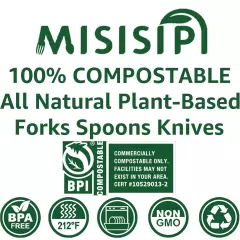 100% Compostable Forks Spoons Knives Set Utensils Cutlery Silverware Heavy Du...