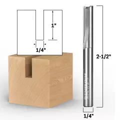 1/4" Diameter Straight Router Bit - 1/4" Shank - Yonico 30015-SC