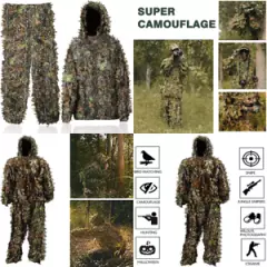 3D Ghillie Suit Set Sniper Leafy Camouflage Forest Hunting Camo Gilly Suit LARGE