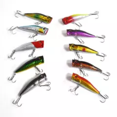 60pcs Hard Fishing Lures Minnow Shad Popper VIB Frog Crankbait Crank Bait Tackle