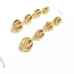 J.Crew Clear Crystal Pave Bauble Ball Drop Gold Chandelier Earrings NWT NEW