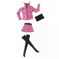 Hot Pink Leather 1/6 Doll Clothes Outfits Coat Jacket Tank Top Boots Skirt 11.5"