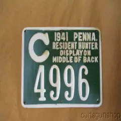 Vintage 1941 Pennsylvania County "C" Hunting License