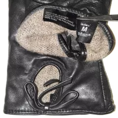 Gates cashmere-lined black leather gloves womens size M