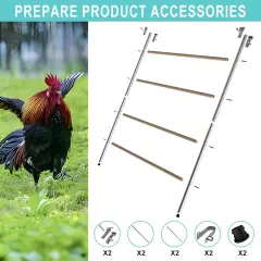 Large Chicken Perch for Coop Wooden Roosting Bar Tranning Perch for Hen L x 40''