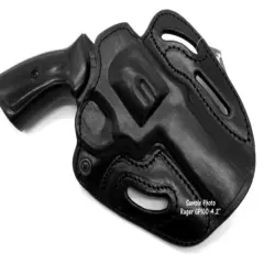 TAGUA Premium Black Leather RH OWB Open Top Belt Holster for KIMBER K6S 4" REVOL