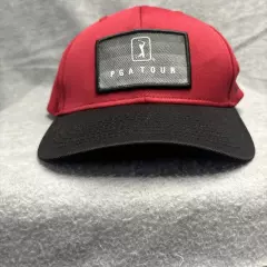 PGA Tour Pro Series Golf Hat Cap Adjustable Moisture Wicking Red Black Strapback