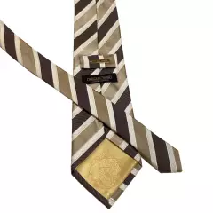 DONALD TRUMP President Signature Collection Silk Necktie STRIPED Brown/Tan GUC