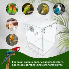 PINVNBY Bird Bath Box for Cage,Transparent 4.9 x 5.0 x 6.4 inch, Transparent 