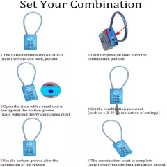 3 Digit Cable Combination Lock 16 Inches Cable for School Gym Locker,Filing Cabi