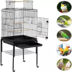 Open Top Rolling Parrot Bird Cage for Cockatiel Sun Parakeet Green Cheek Conure 