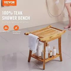 VEVOR Teak Shower Bench 22 x 14.4 x 18.5 in Wood Shower Stool Chair for Bathroo