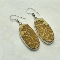 German Dendrite Handmade Drop Dangle Earrings Jewelry 2.08" AE-53293