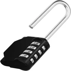 Long Shackle Padlock, 4 Digit Combination Lock, Resettable Weatherproof Combo Lo