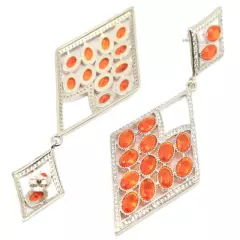 Stunning Orange Spessartine Garnet Females Daily Wear Silver Earrings 