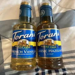 Lot of 2 Torani Sugar Free Syrups 12.7 FL OZ Classic Hazelnut French Vanilla