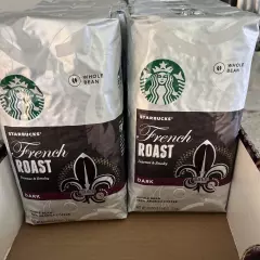 2 Bag STARBUCKS French Roast DARK Whole Bean 100% Arabica Coffee 40oz each