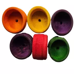 6 PAK PARROT PLAYTIME COLORED WOOD MINI CUPS PARROT BIRD TOYS PARTS CRAFTS